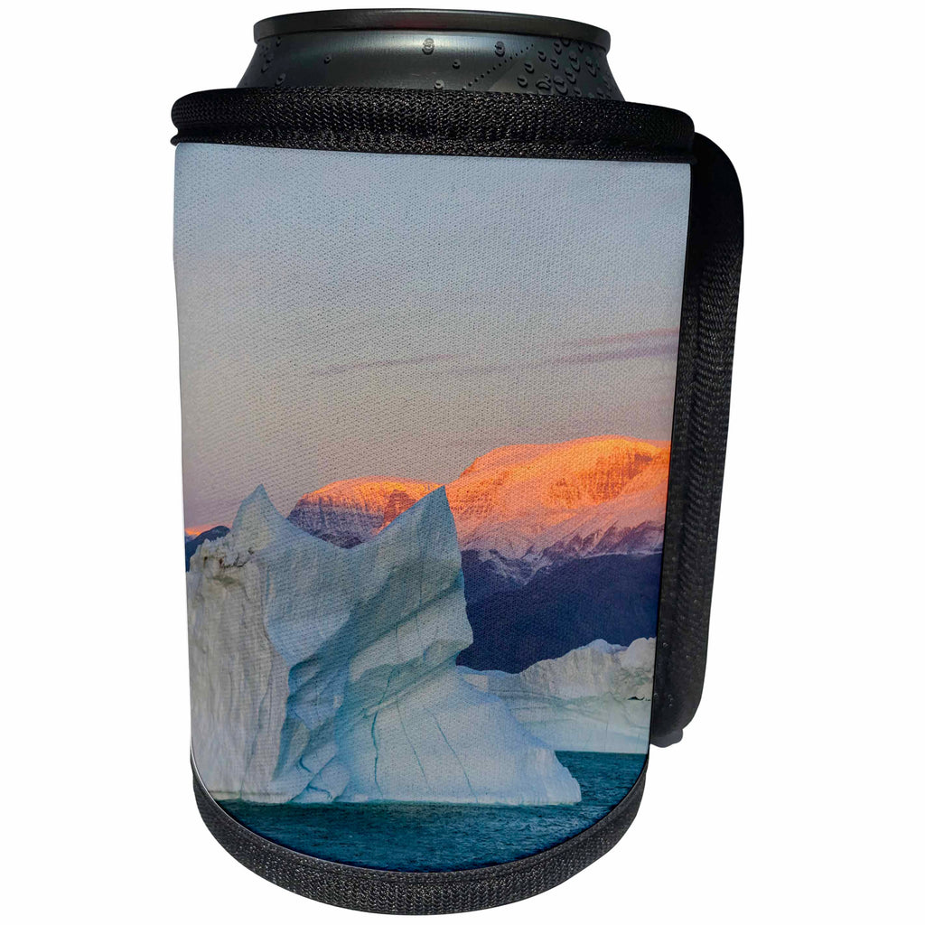 3dRose Danita Delimont - Icebergs - Greenland. Gasefjord. Sunriseover the mountain and icebergs. - Can Cooler Bottle Wrap (cc_277942)