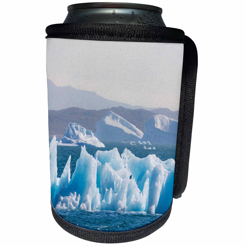 3dRose Danita Delimont - Icebergs - Landscape of drifting icebergs, Greenland, Denmark - Can Cooler Bottle Wrap (cc_277965)
