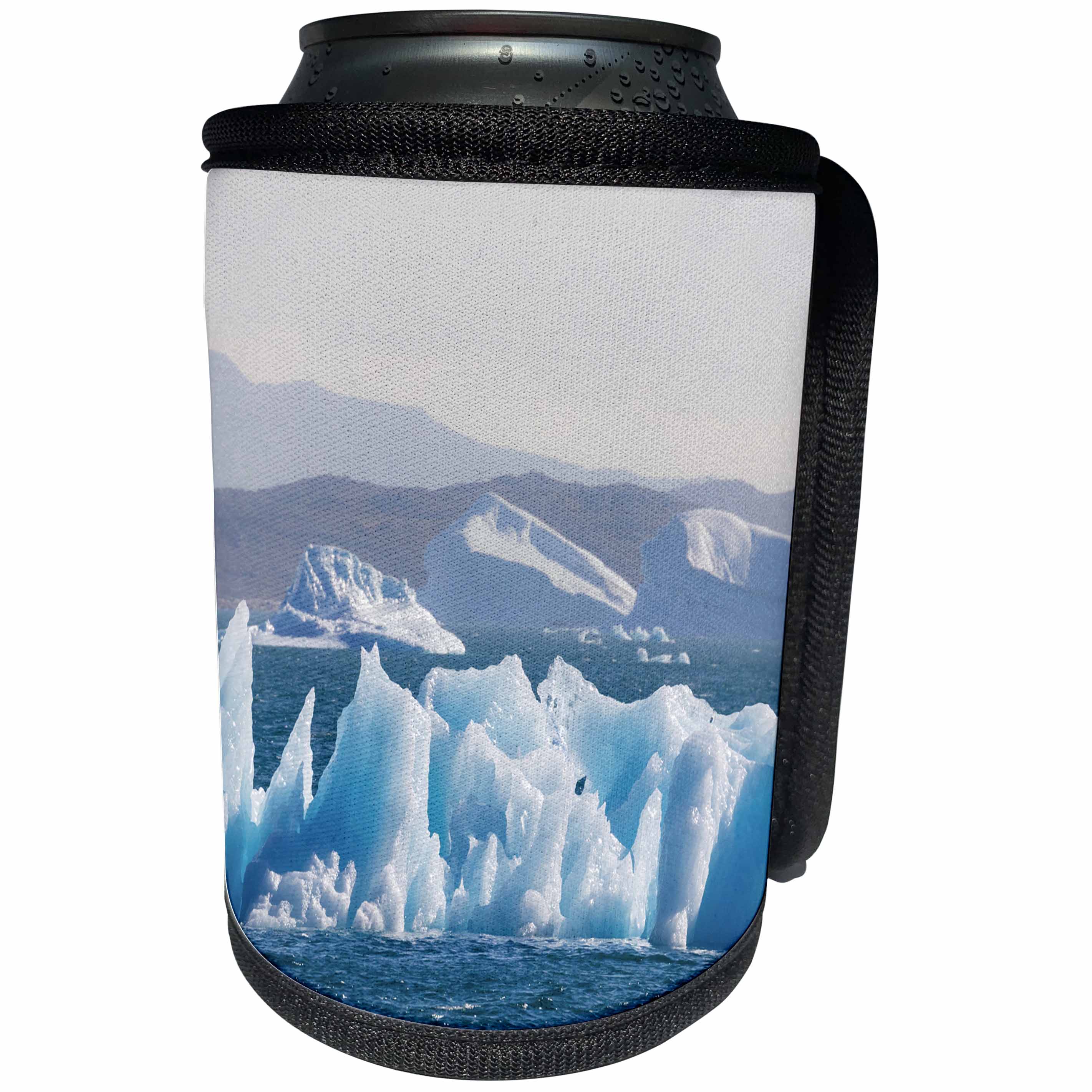 3dRose Danita Delimont - Icebergs - Landscape of drifting icebergs, Greenland, Denmark - Can Cooler Bottle Wrap (cc_277965)