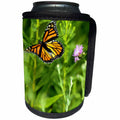 3dRose Bob Molchan Photography Nature - Butterfly Monarch Flowers Orange Purple Green Flight - Can Cooler Bottle Wrap (cc_27797)