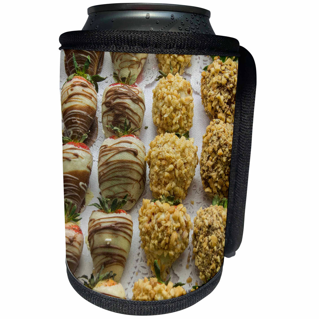 3dRose Danita Delimont - Food - Gourmet chocolate covered strawberries covered in nuts and sprinkles. - Can Cooler Bottle Wrap (cc_277970)