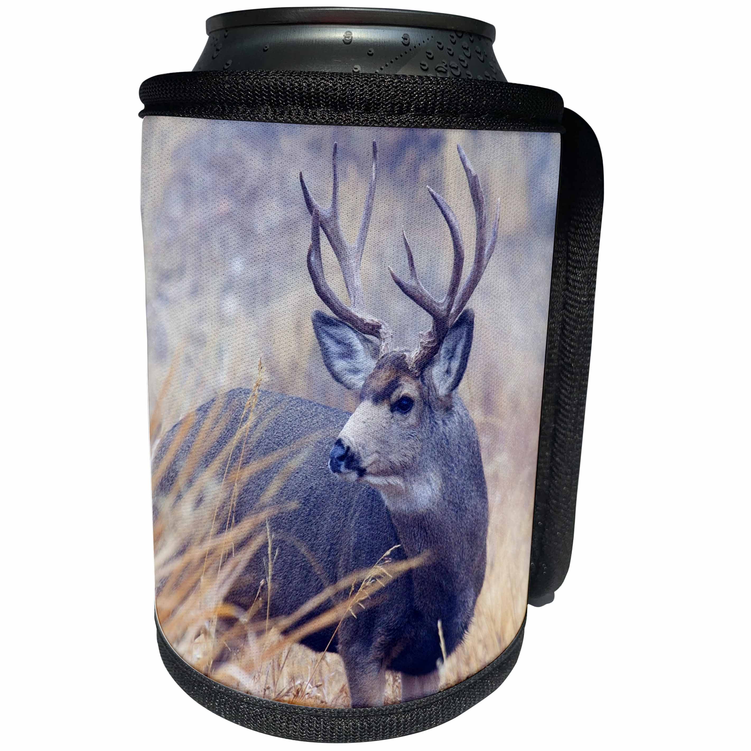 3dRose Danita Delimont - Deer - Mule Deer Buck, Foggy Frosty Morning - Can Cooler Bottle Wrap (cc_278076)