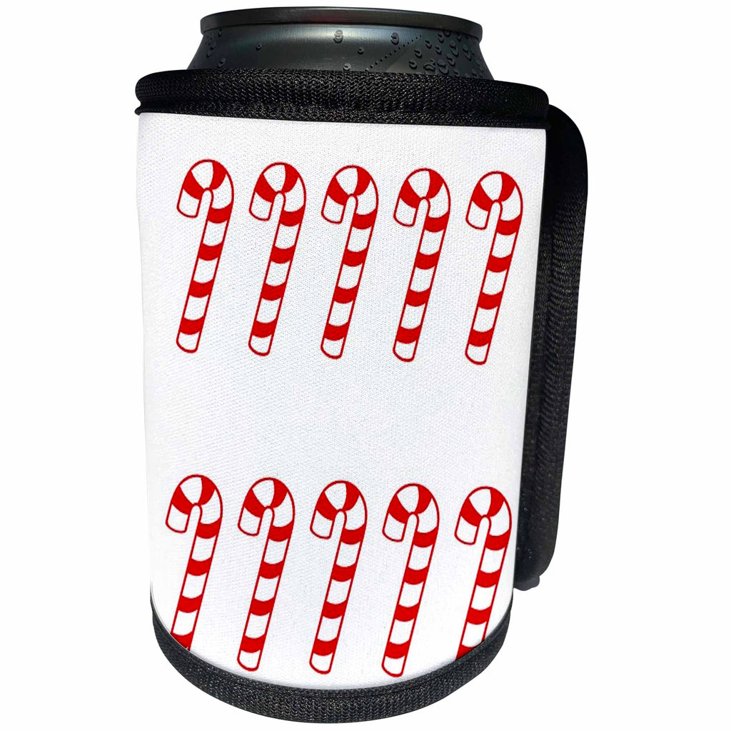 3dRose Patricia Sanders Christmas - Large Candy Canes Christmas - Can Cooler Bottle Wrap (cc_27808)