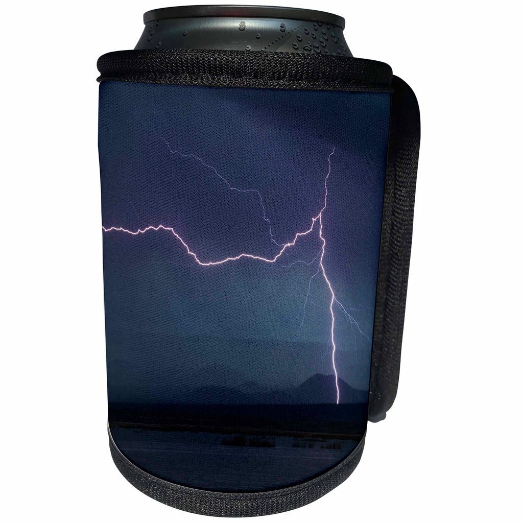 3dRose Danita Delimont - Weather - Lightening Strike at Klamath Basin NWR - Can Cooler Bottle Wrap (cc_278083)