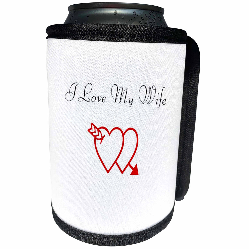 3dRose Patricia Sanders Creations - I Love My Wife Heart - Can Cooler Bottle Wrap (cc_27811)