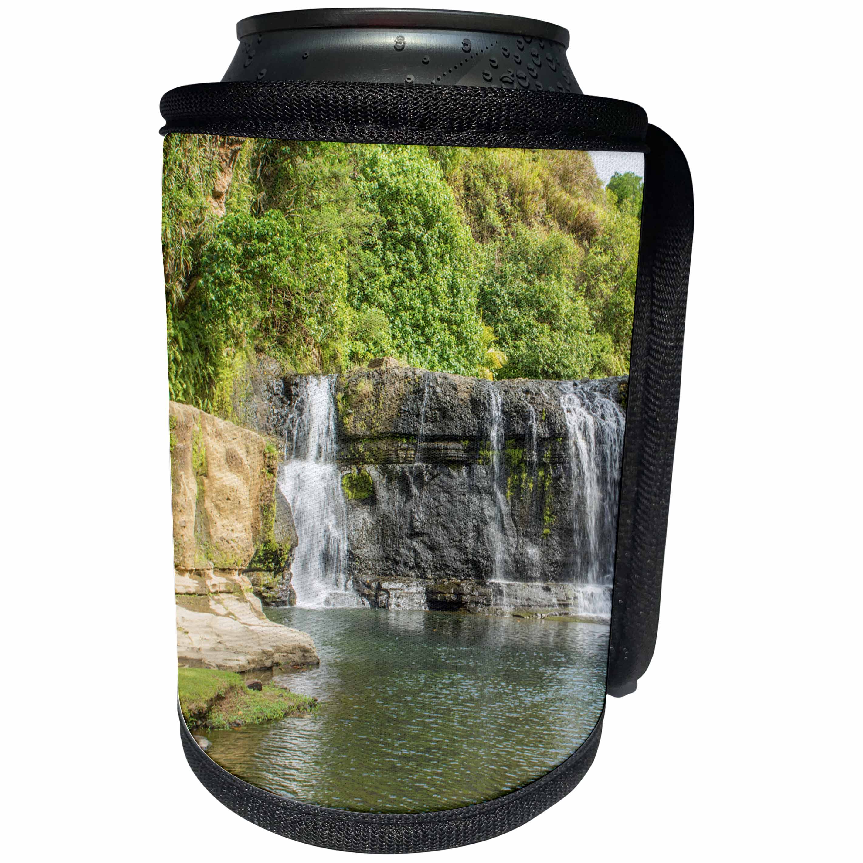 3dRose Danita Delimont - Waterfalls - Guam, Talofofo. Cool and relaxing Talofofo Falls. - Can Cooler Bottle Wrap (cc_278125)