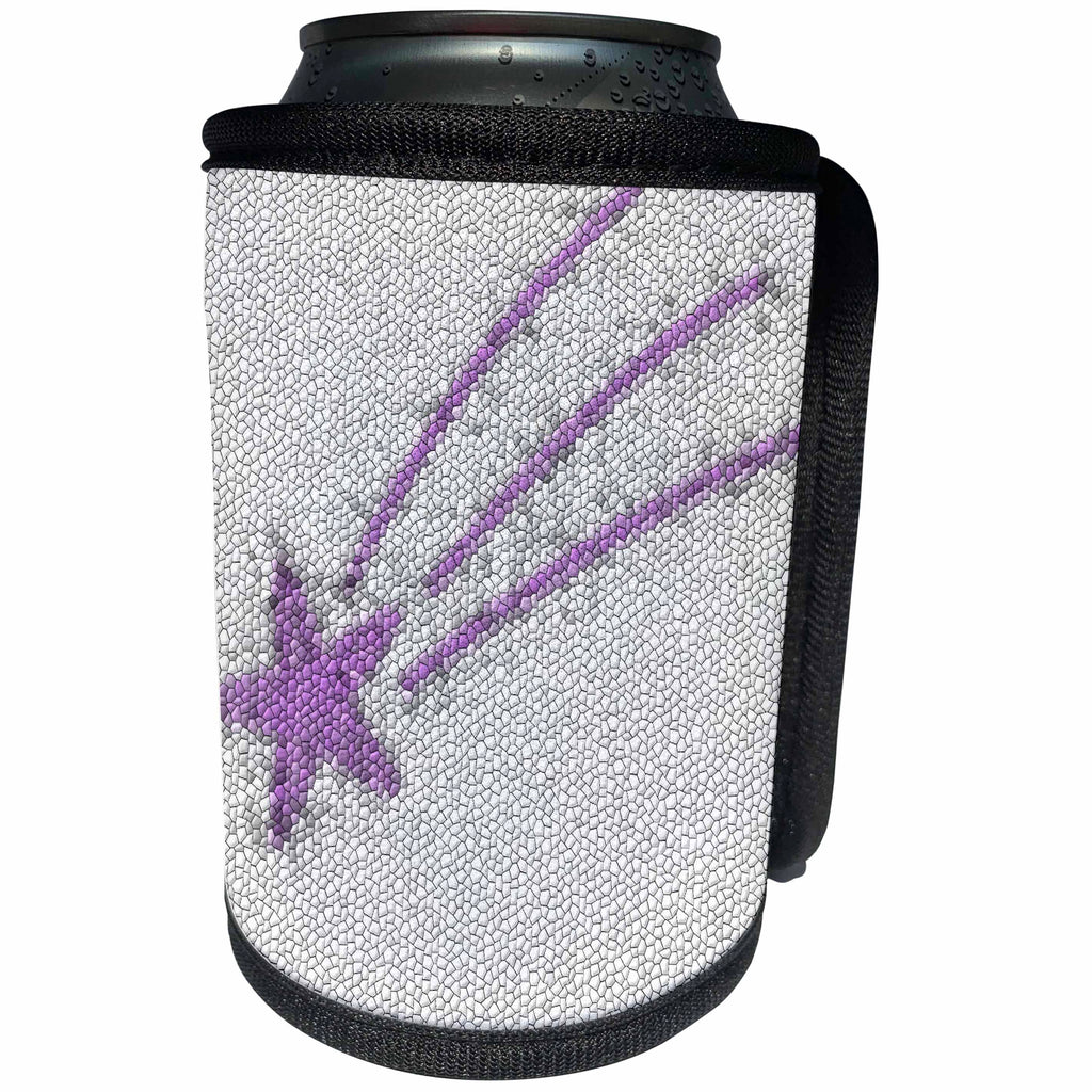 3dRose Patricia Sanders Creations - Purple Star - Can Cooler Bottle Wrap (cc_27826)
