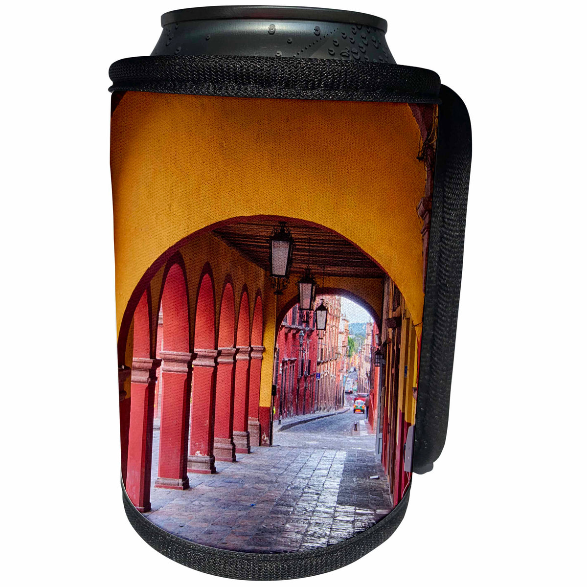 3dRose Danita Delimont - Architecture - Mexico, San Miguel de Allende, Back streets with colorful buildings - Can Cooler Bottle Wrap (cc_278296)