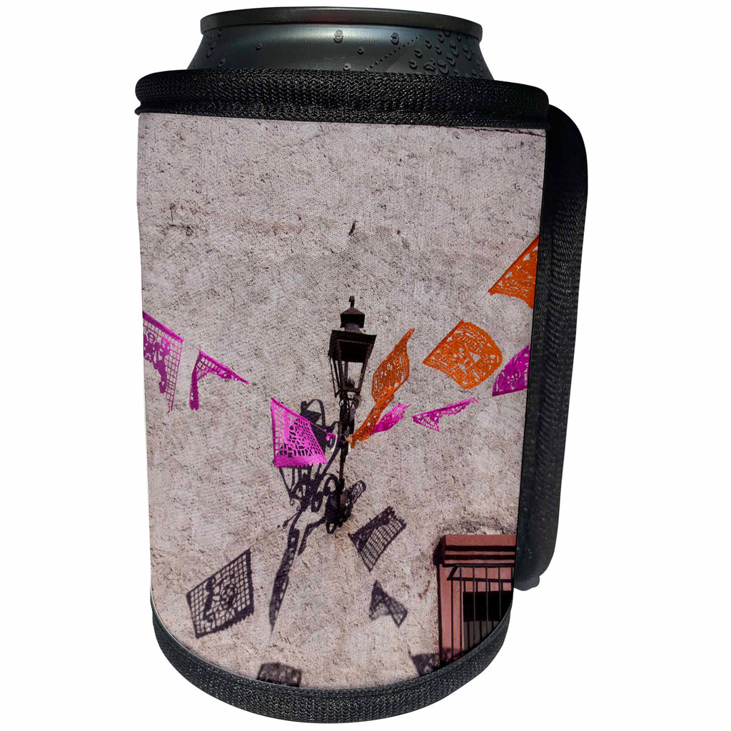 3dRose Danita Delimont - Lamps - Mexico, San Miguel de Allende, Flags and Shadows during festival - Can Cooler Bottle Wrap (cc_278304)