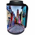 3dRose Danita Delimont - Cities - Mexico, Guanajuato, Colorful houses line a city street. - Can Cooler Bottle Wrap (cc_278305)