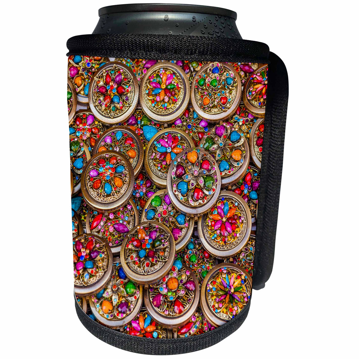 3dRose Danita Delimont - Markets - Colorful Souvenir Jewelry, Guanajuato, Mexico - Can Cooler Bottle Wrap (cc_278311)