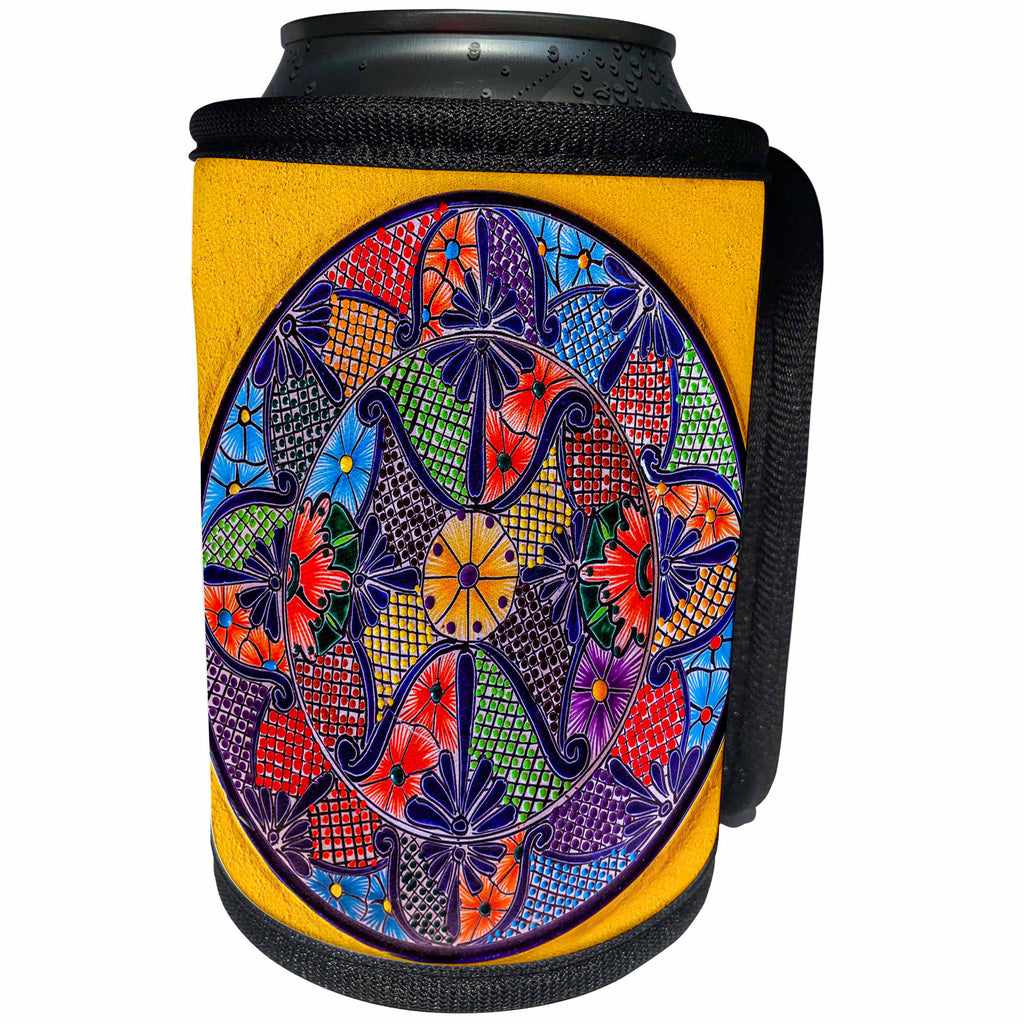 3dRose Danita Delimont - Artwork - Colorful Ceramic Mexican Plate, Guanajuato, Mexico - Can Cooler Bottle Wrap (cc_278312)