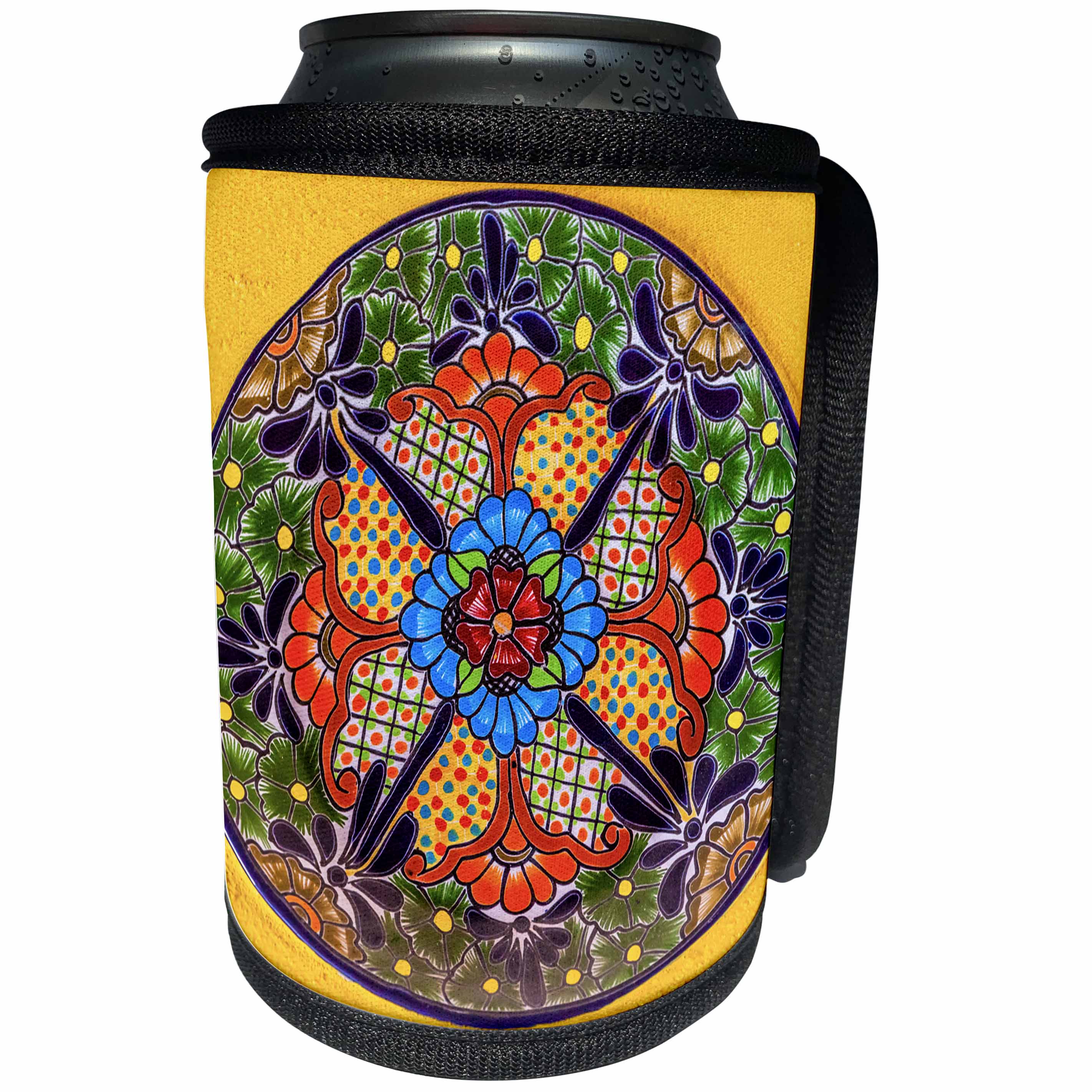 3dRose Danita Delimont - Artwork - Colorful handmade patterns of a Ceramic Plate, Guanajuato, Mexico - Can Cooler Bottle Wrap (cc_278313)