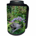 3dRose Danita Delimont - Gardens - USA, Alaska, Chena Hot Springs. Old wheelbarrow with flowers. - Can Cooler Bottle Wrap (cc_278347)