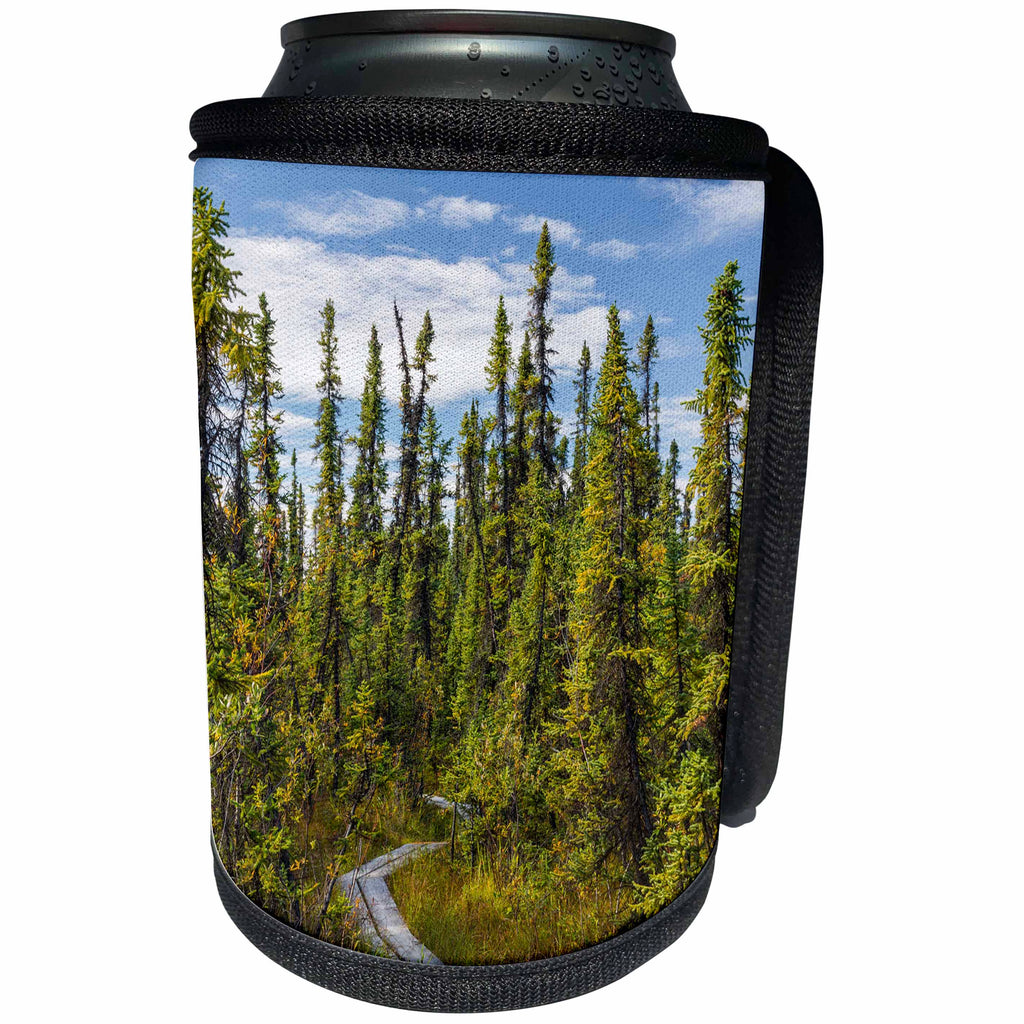 3dRose Danita Delimont - Paths - Alaska, Tetlin National Wildlife Refuge. Scenic of Hidden Lake Trail. - Can Cooler Bottle Wrap (cc_278356)