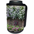 3dRose Danita Delimont - Gardens - USA, Alaska, Chena Hot Springs. Flowers and wagon wheels. - Can Cooler Bottle Wrap (cc_278376)
