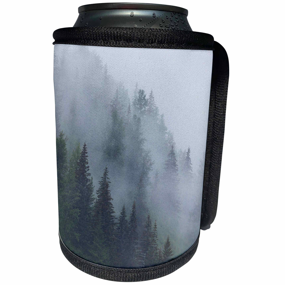 3dRose Danita Delimont - Weather - Alaska, Glacier Bay NP, Tongass NF. Fog shrouds trees on steep slopes. - Can Cooler Bottle Wrap (cc_278395)