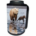 3dRose Danita Delimont - Baby animals - Coastal Grizzly bear mother and cubs running, Lake Clark NP, Alaska. - Can Cooler Bottle Wrap (cc_278403)