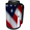3dRose Danita Delimont - Flags - USA, California. Burning candle and American flag. - Can Cooler Bottle Wrap (cc_278518)