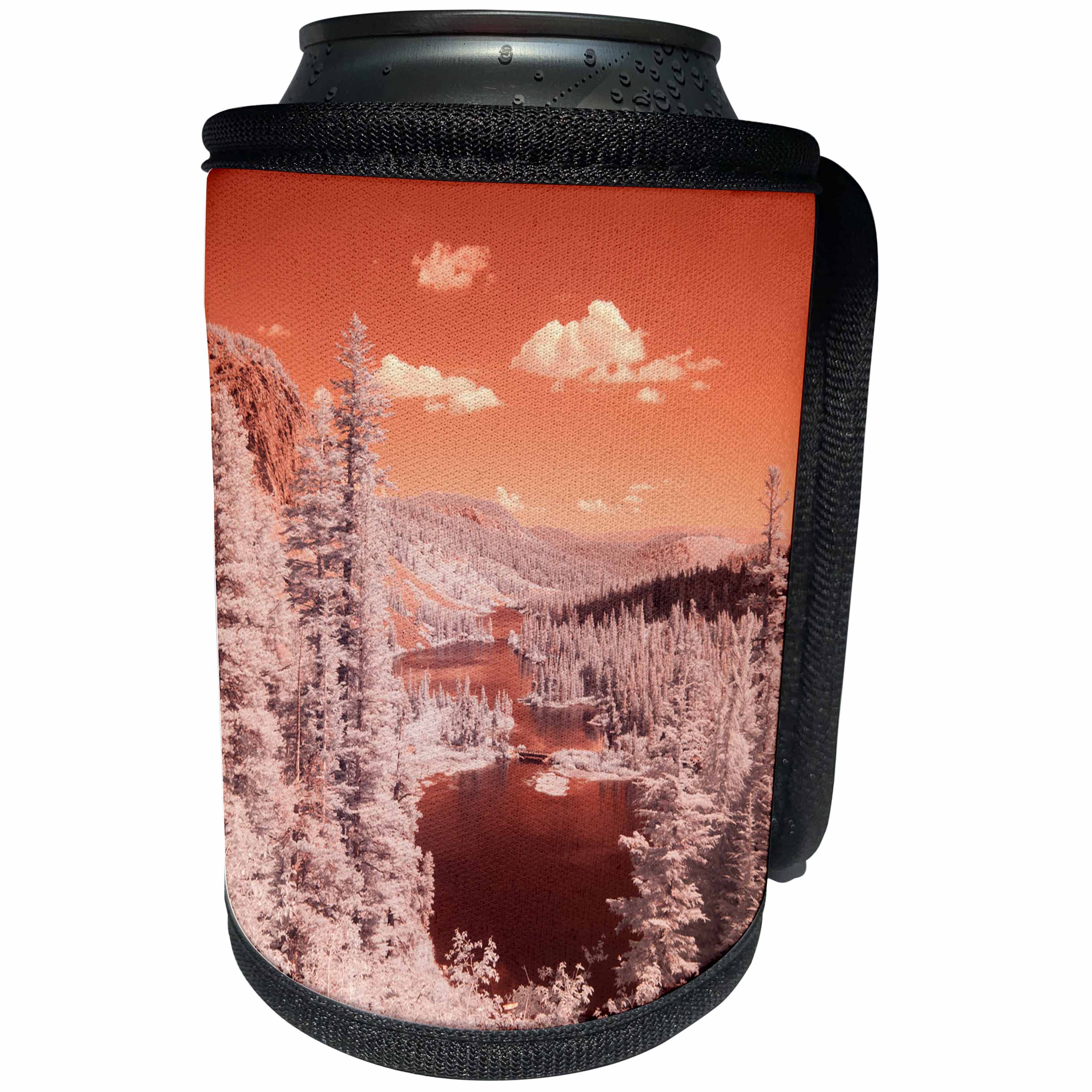 3dRose Danita Delimont - Forests - USA, California, Mammoth Lakes. Infrared overview of Twin Lakes. - Can Cooler Bottle Wrap (cc_278524)