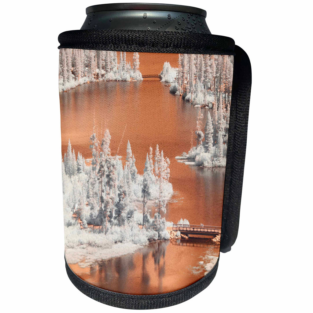 3dRose Danita Delimont - Lakes - Infrared shot of Twin Lakes in the Mammoth Lakes Basin, California - Can Cooler Bottle Wrap (cc_278525)