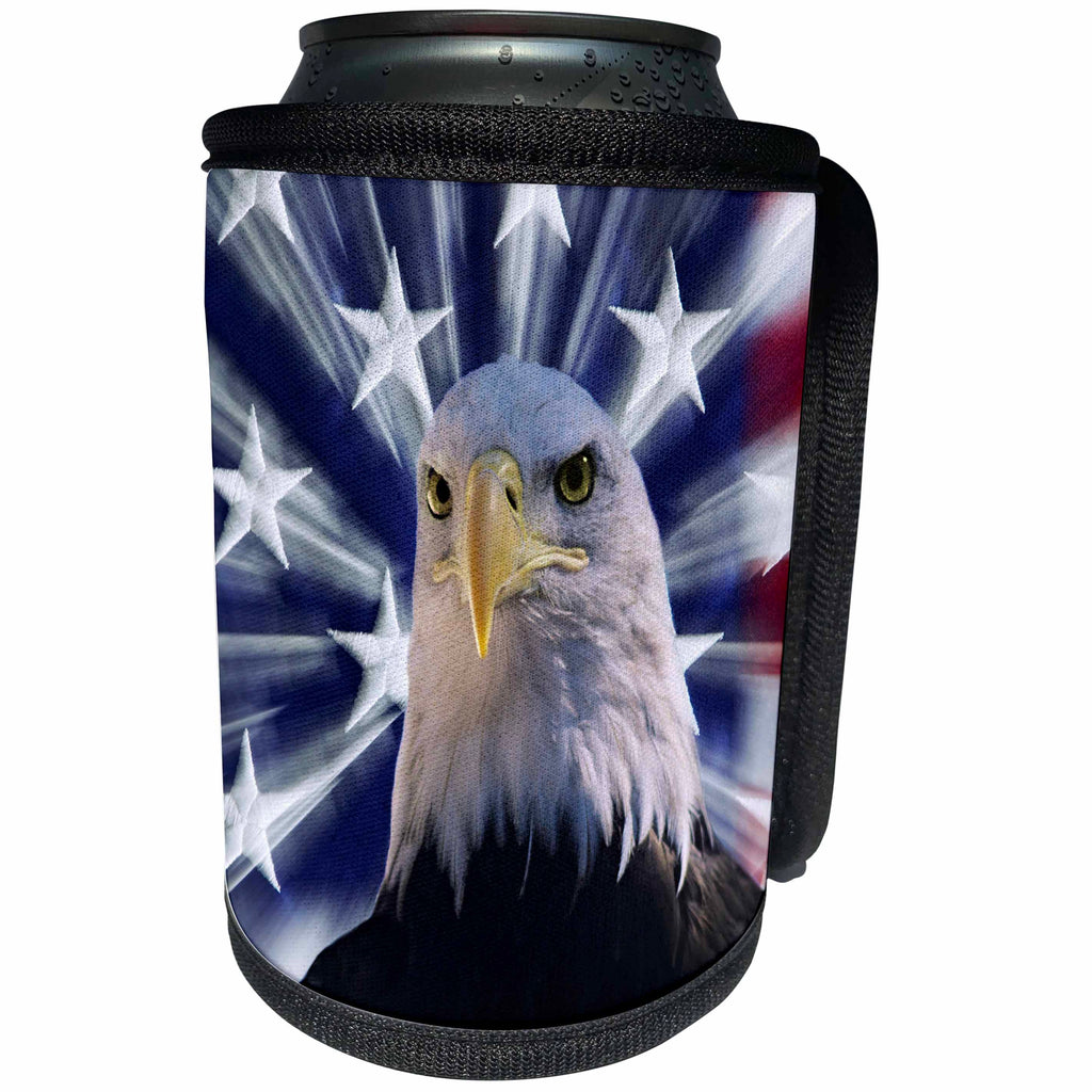 3dRose Danita Delimont - Flags - USA, California. Composite of bald eagle and American flag. - Can Cooler Bottle Wrap (cc_278587)