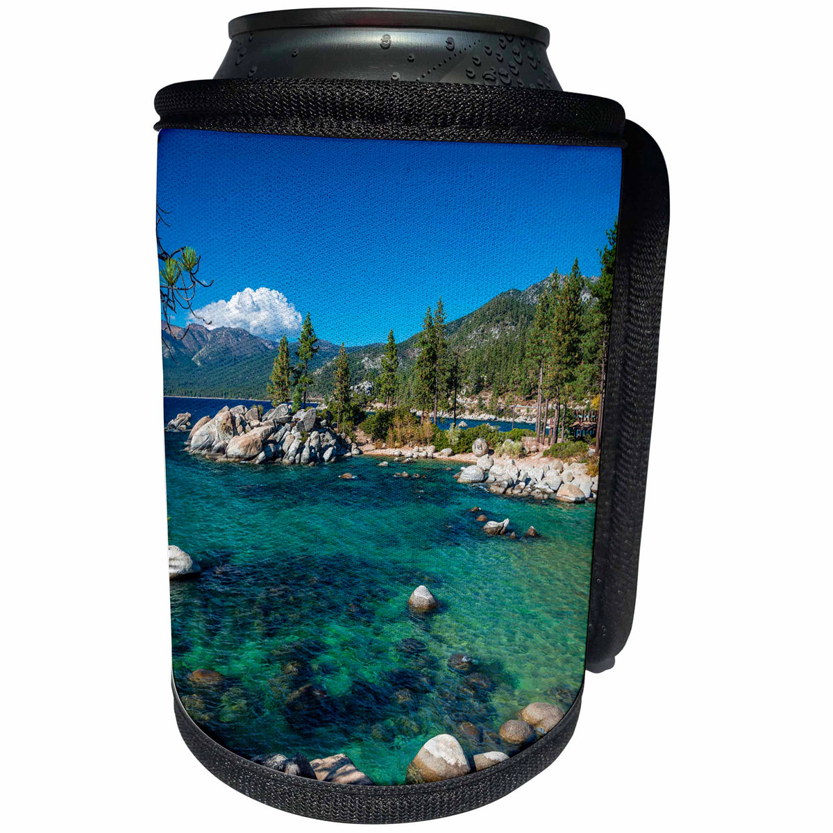 3dRose Danita Delimont - Lakes - Boulders and cove at Sand Harbor State Park, Lake Tahoe, Nevada, USA - Can Cooler Bottle Wrap (cc_278630)