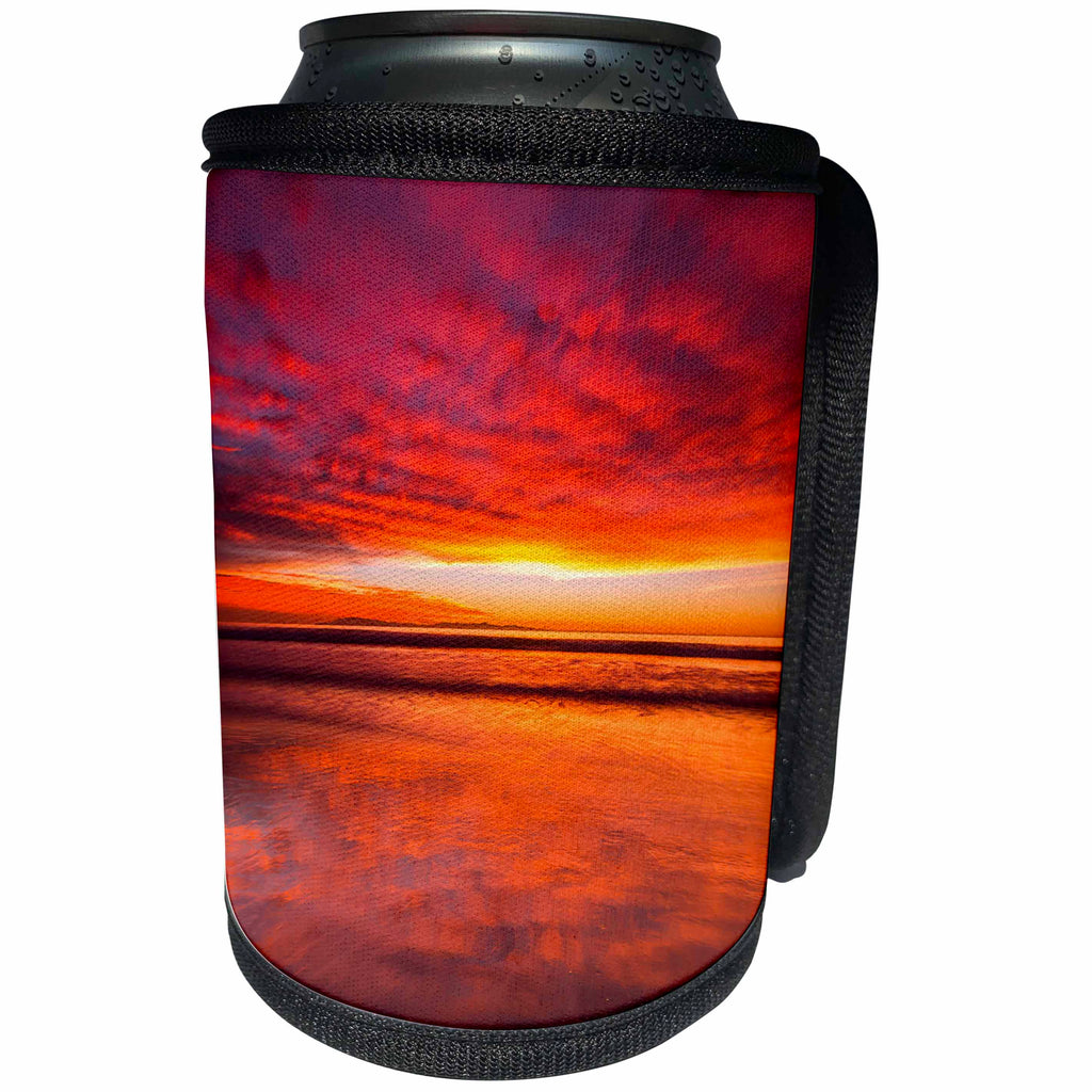 3dRose Danita Delimont - Sunsets - Red sunset seen from Ventura State Beach, Ventura, California - Can Cooler Bottle Wrap (cc_278634)