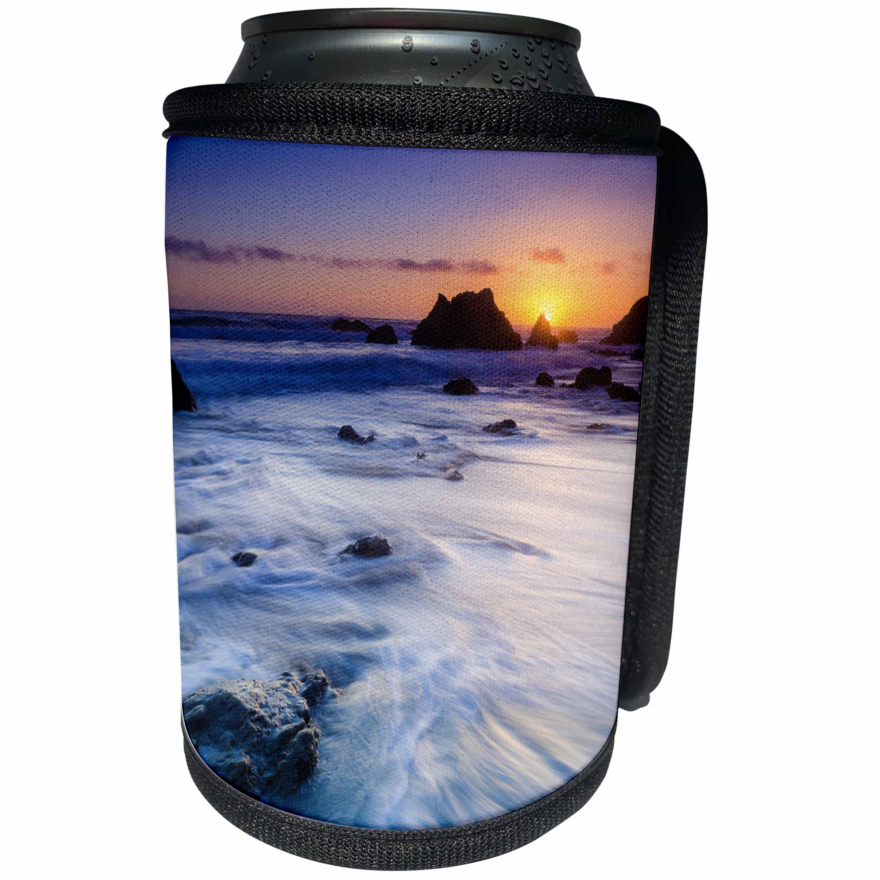 3dRose Danita Delimont - Beaches - Sea stacks at sunset, El Matador State Beach, Malibu, California, USA - Can Cooler Bottle Wrap (cc_278646)