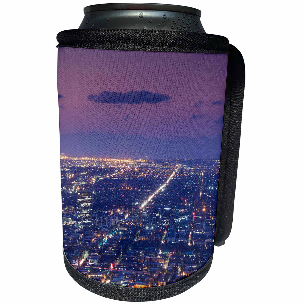 3dRose Danita Delimont - Cities - California, Los Angeles. Elevated view of Hollywood. - Can Cooler Bottle Wrap (cc_278666)