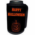 3dRose Patricia Sanders Creations - Happy Halloween Orange and Black Pumpkin - Can Cooler Bottle Wrap (cc_27867)