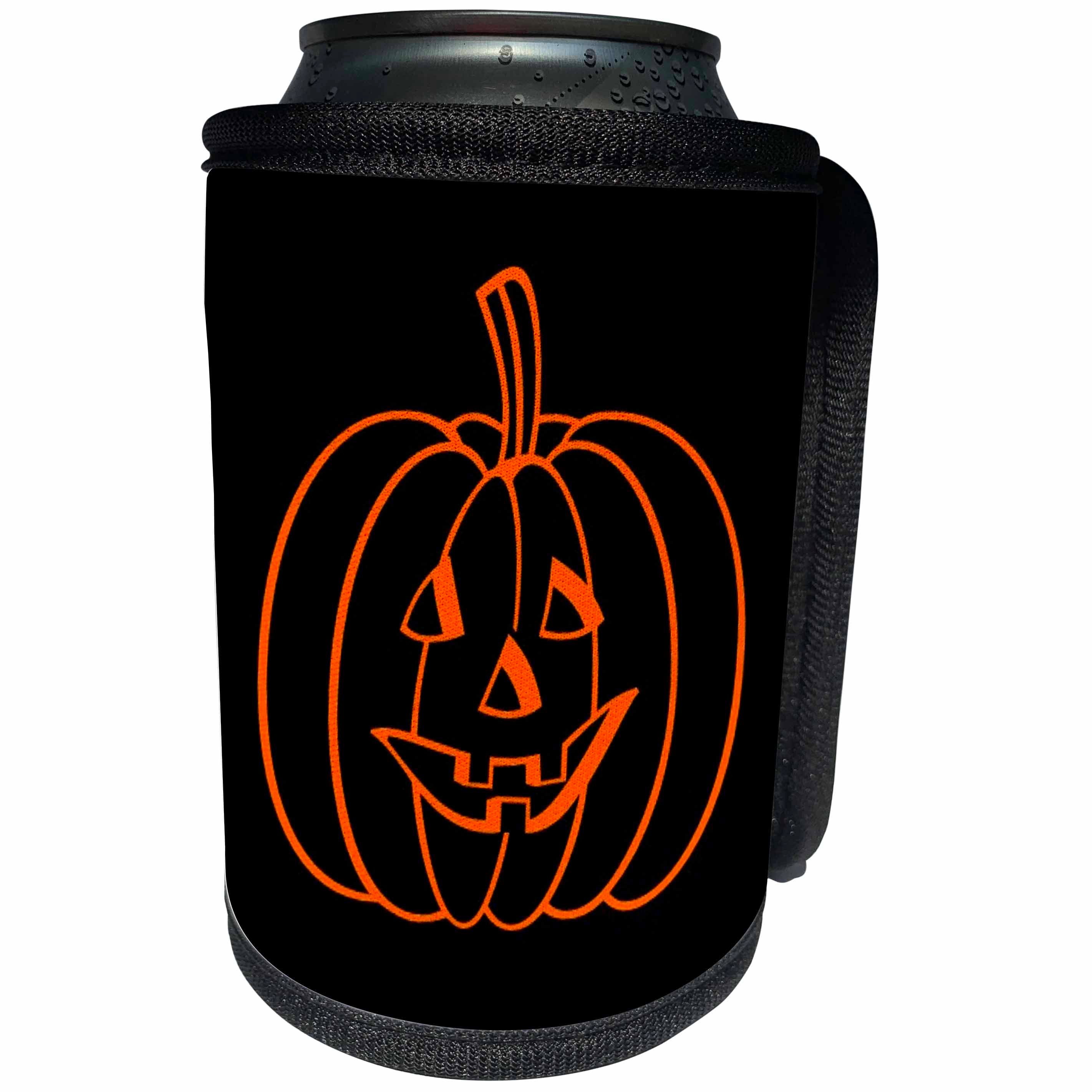 3dRose Patricia Sanders Creations - Orange and Black Halloween Pumpkin - Can Cooler Bottle Wrap (cc_27868)