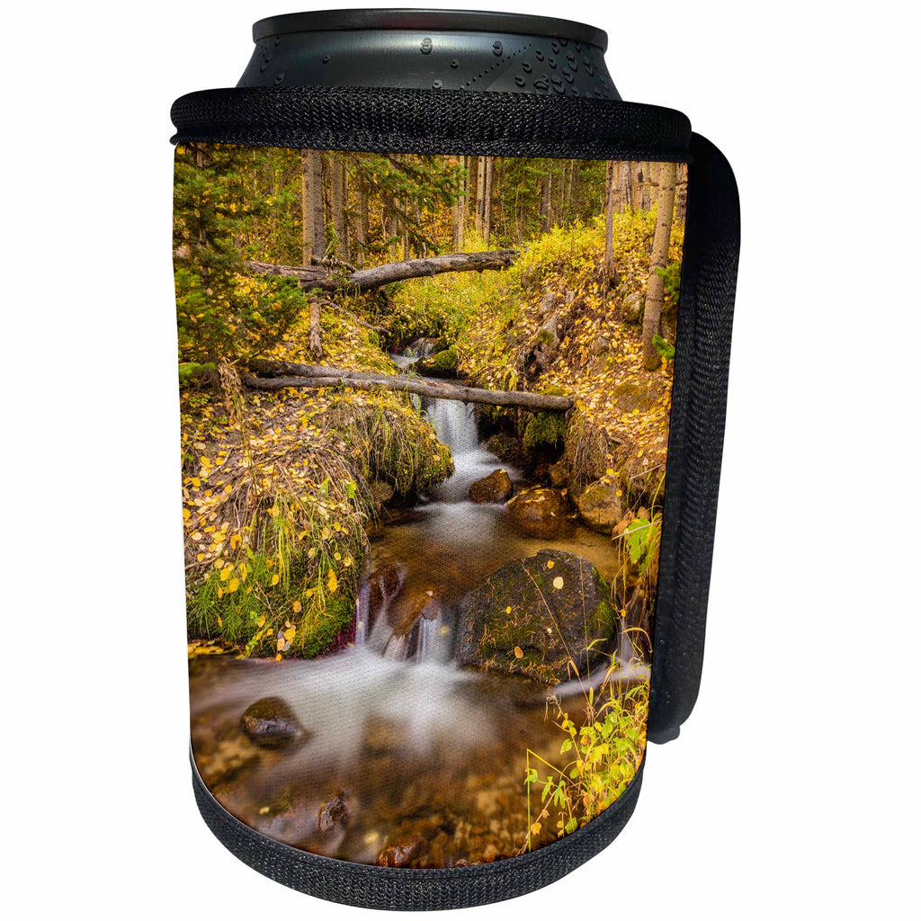 3dRose Danita Delimont - Rivers - USA, Colorado, Rocky Mountain NP. Waterfall in forest scenic. - Can Cooler Bottle Wrap (cc_278740)