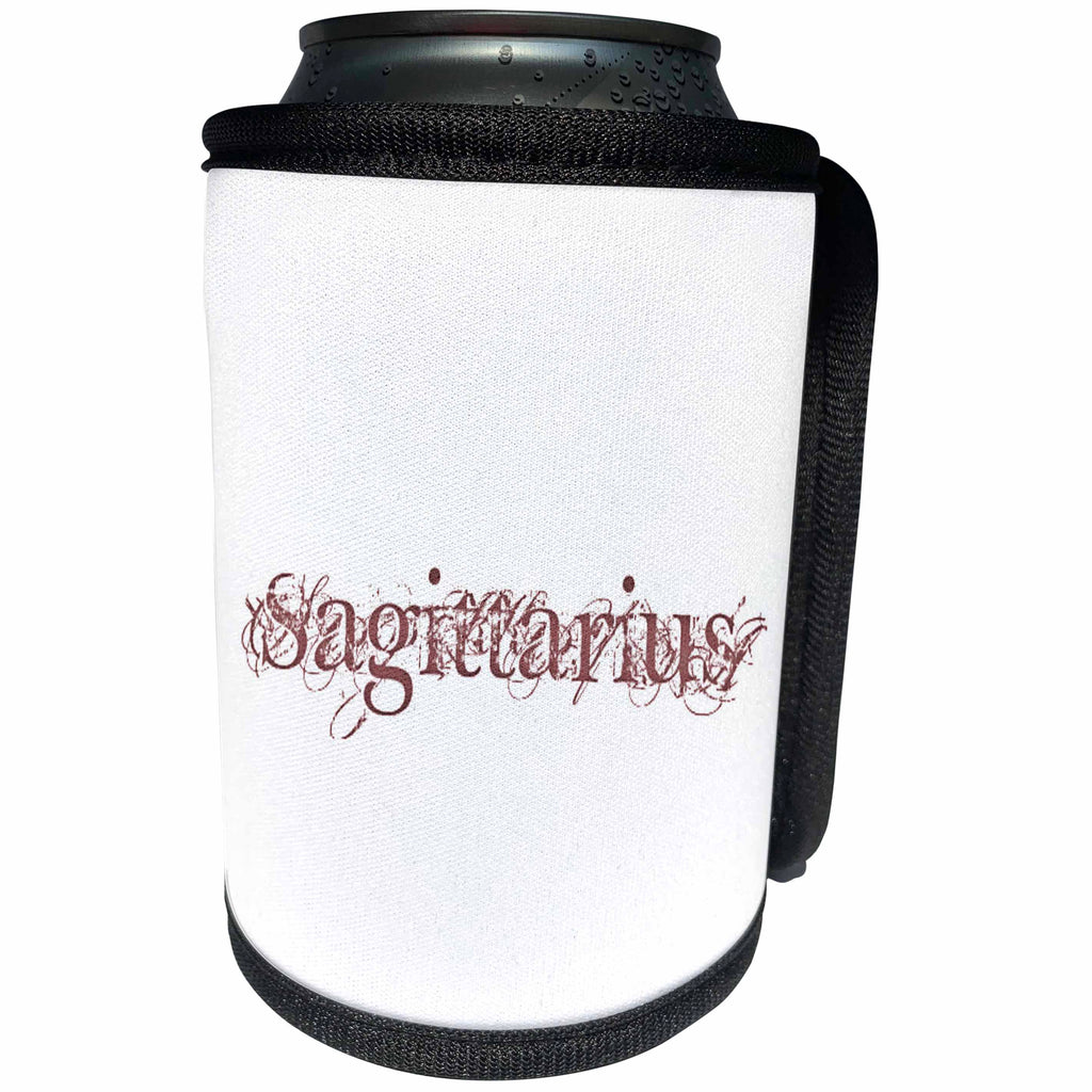 3dRose Patricia Sanders Astrology - Sagittarius Earth Brown - Can Cooler Bottle Wrap (cc_27882)