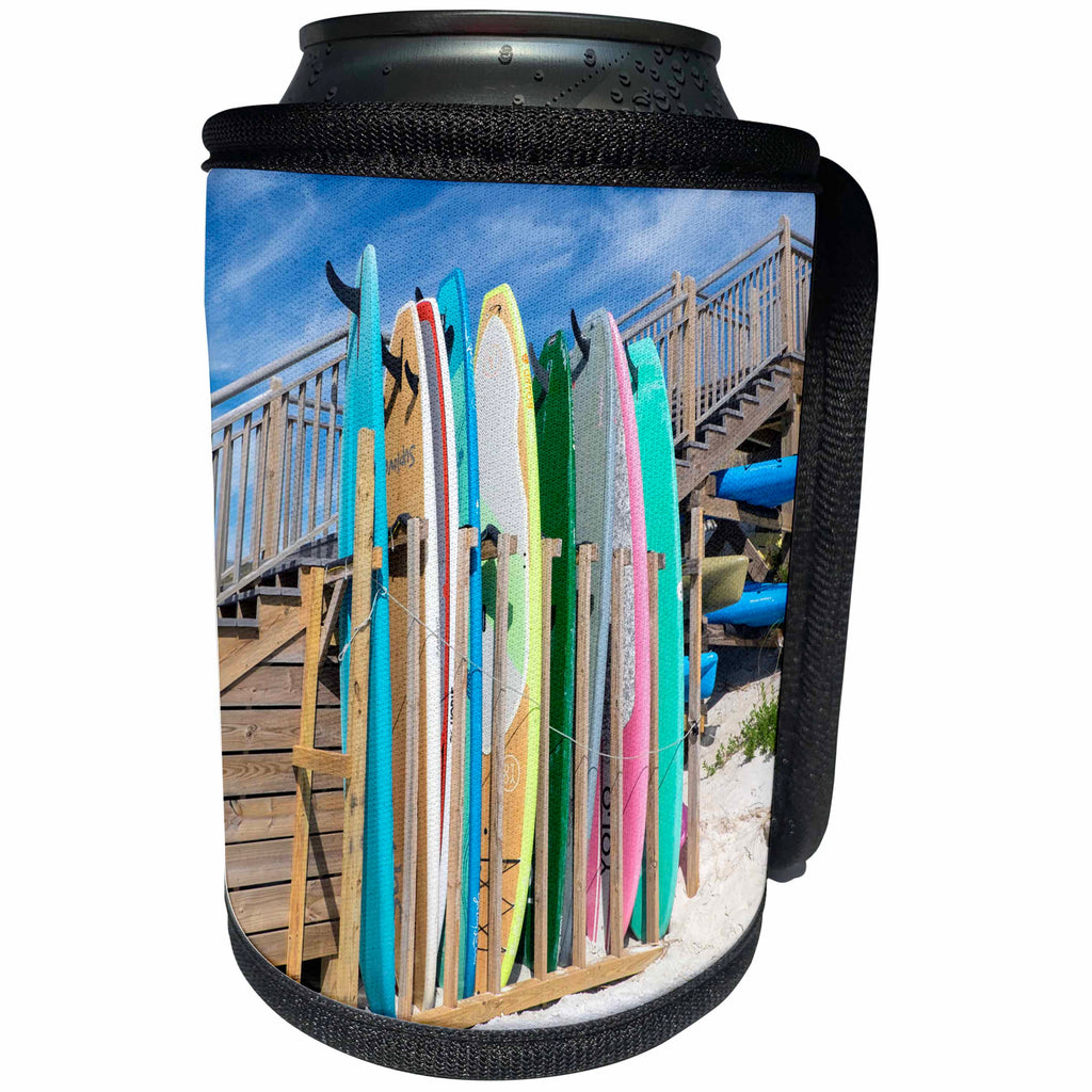 3dRose Danita Delimont - Beaches - Surfboards on Alys Beach, Seacrest, Florida, USA - Can Cooler Bottle Wrap (cc_278874)