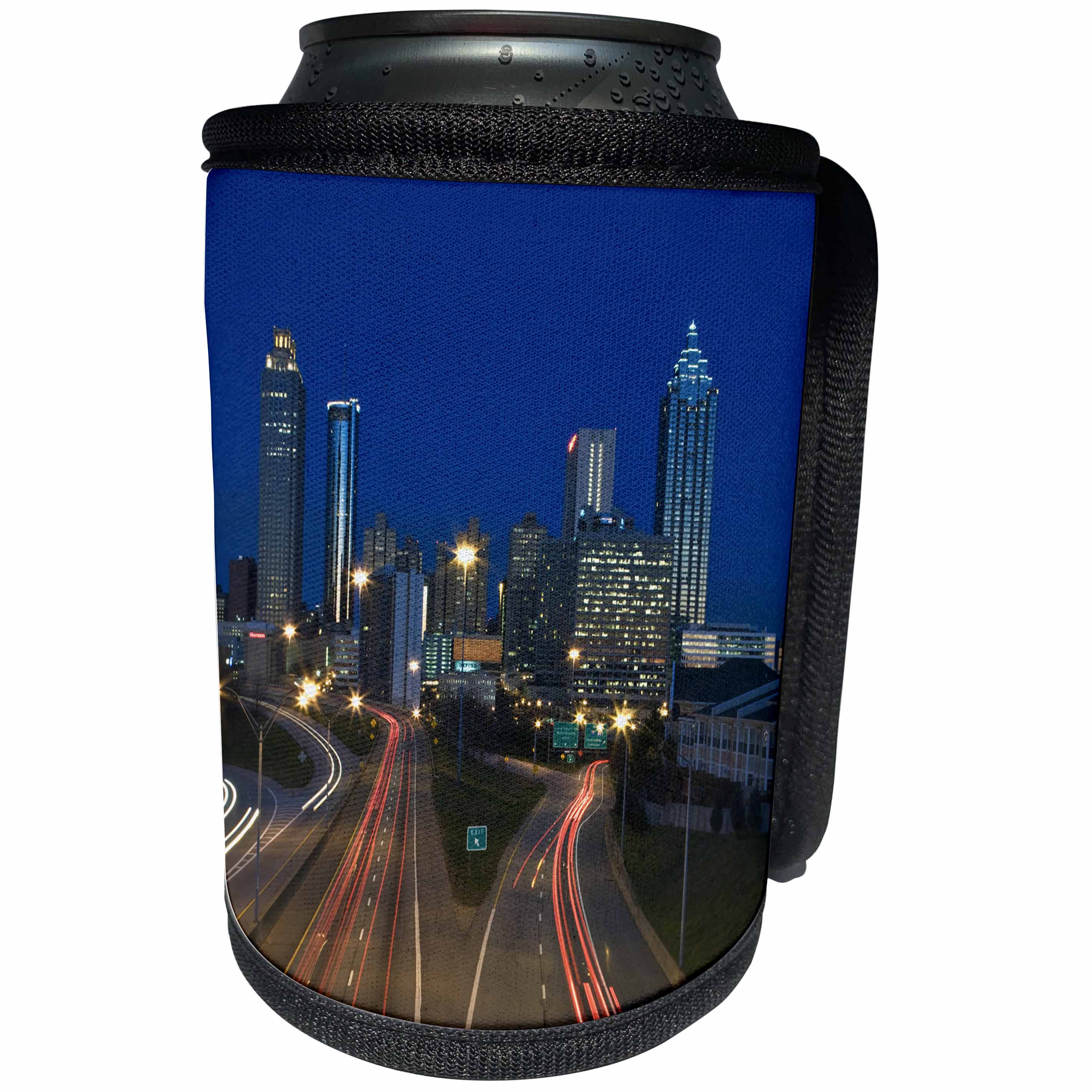 3dRose Danita Delimont - Georgia - USA, Georgia, Atlanta. Urban scene at night. - Can Cooler Bottle Wrap (cc_278890)