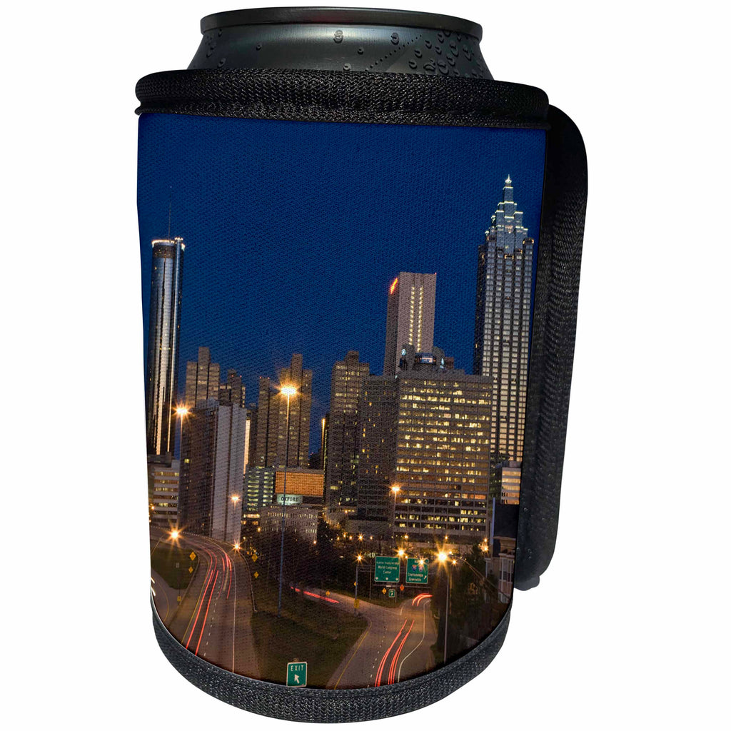 3dRose Danita Delimont - Georgia - USA, Georgia, Atlanta. Traffic on the highway at night. - Can Cooler Bottle Wrap (cc_278891)