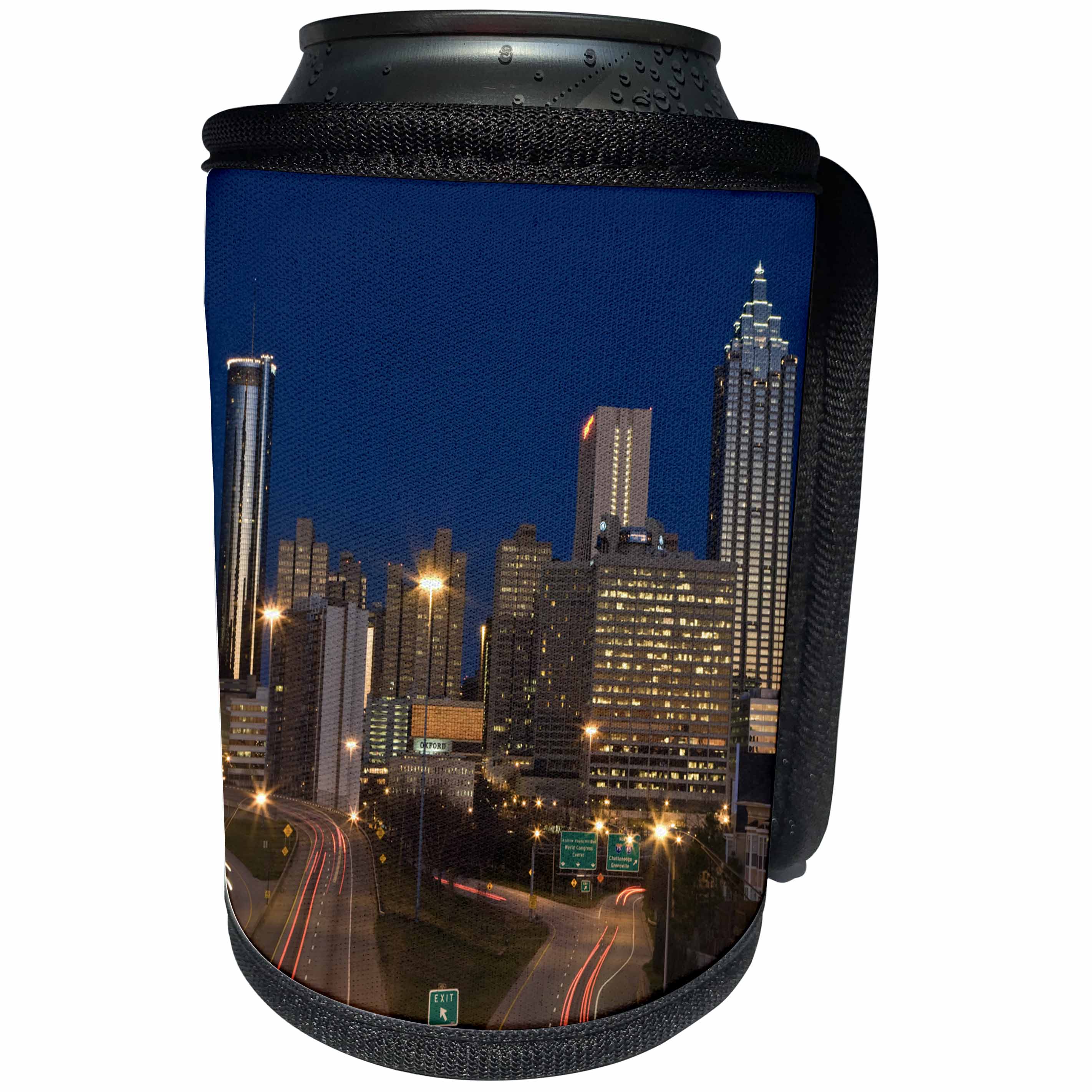 3dRose Danita Delimont - Georgia - USA, Georgia, Atlanta. Traffic on the highway at night. - Can Cooler Bottle Wrap (cc_278891)