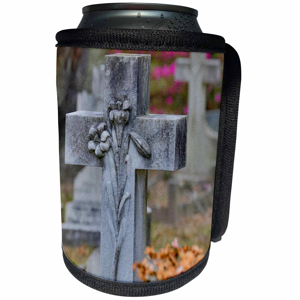 3dRose Danita Delimont - Religion - Grave stones and springtime bloom of azaleas, Savannah, Georgia - Can Cooler Bottle Wrap (cc_278893)