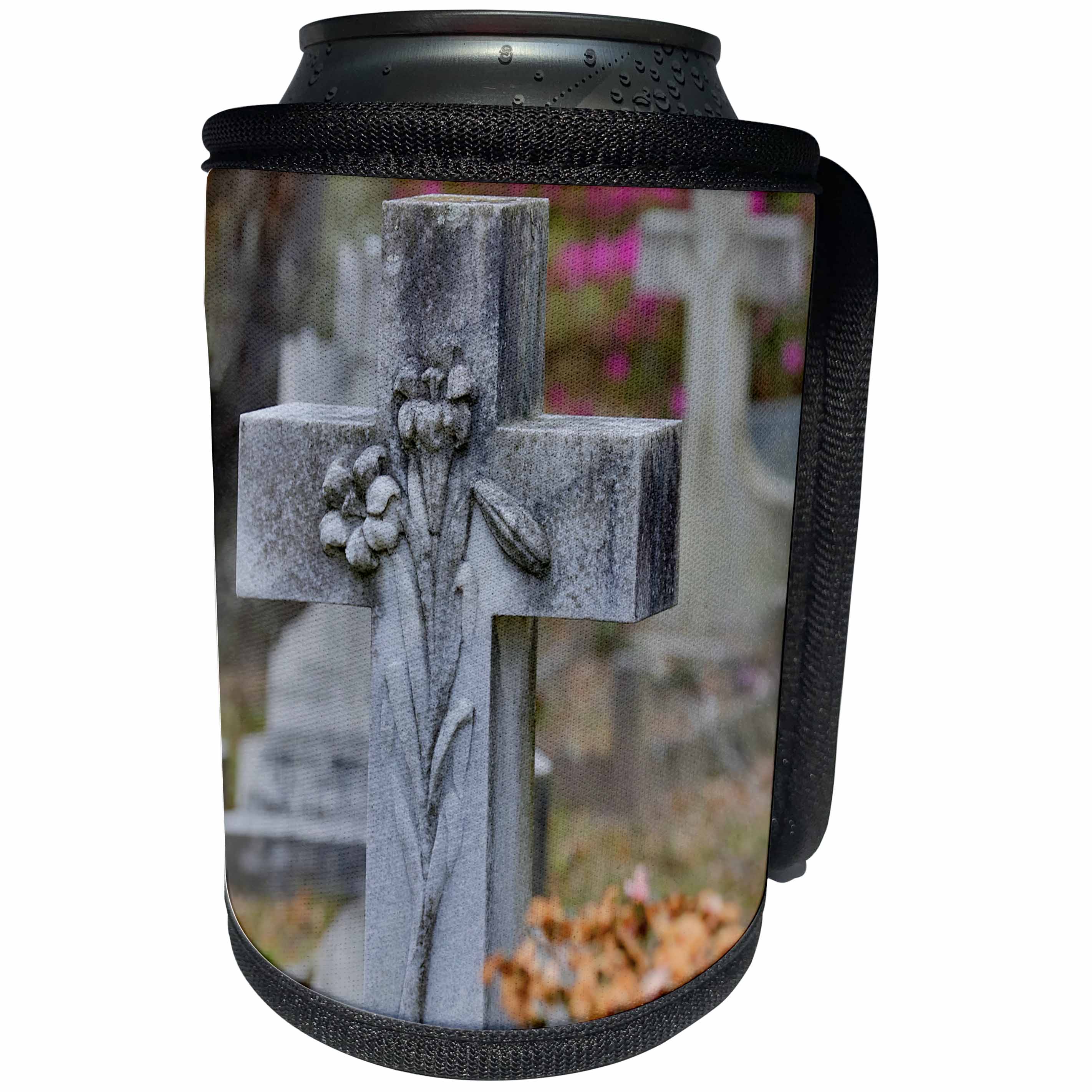 3dRose Danita Delimont - Religion - Grave stones and springtime bloom of azaleas, Savannah, Georgia - Can Cooler Bottle Wrap (cc_278893)