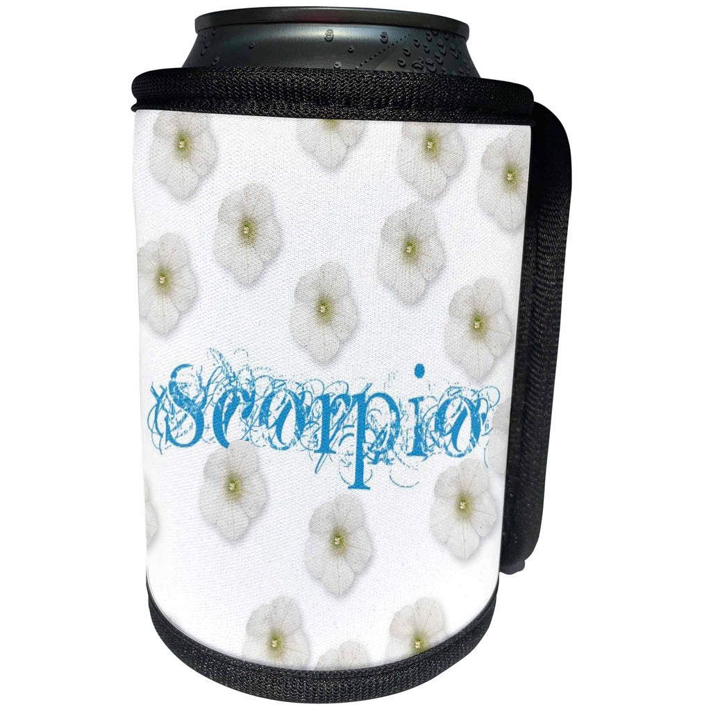 3dRose Patricia Sanders Astrology - Scorpio Flowers - Can Cooler Bottle Wrap (cc_27891)