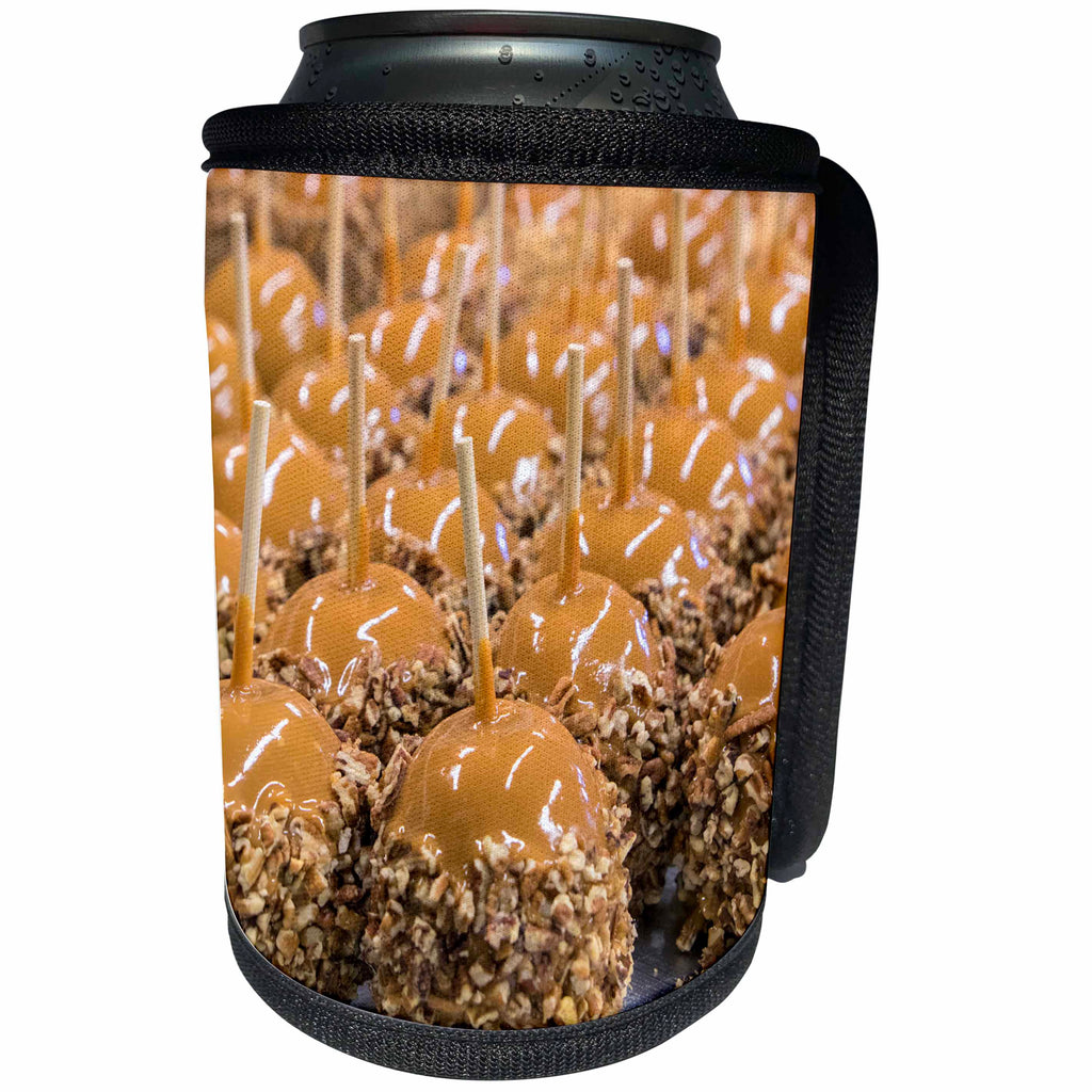3dRose Danita Delimont - Food - Carmel apples for sale, Savannah, Georgia - Can Cooler Bottle Wrap (cc_278913)