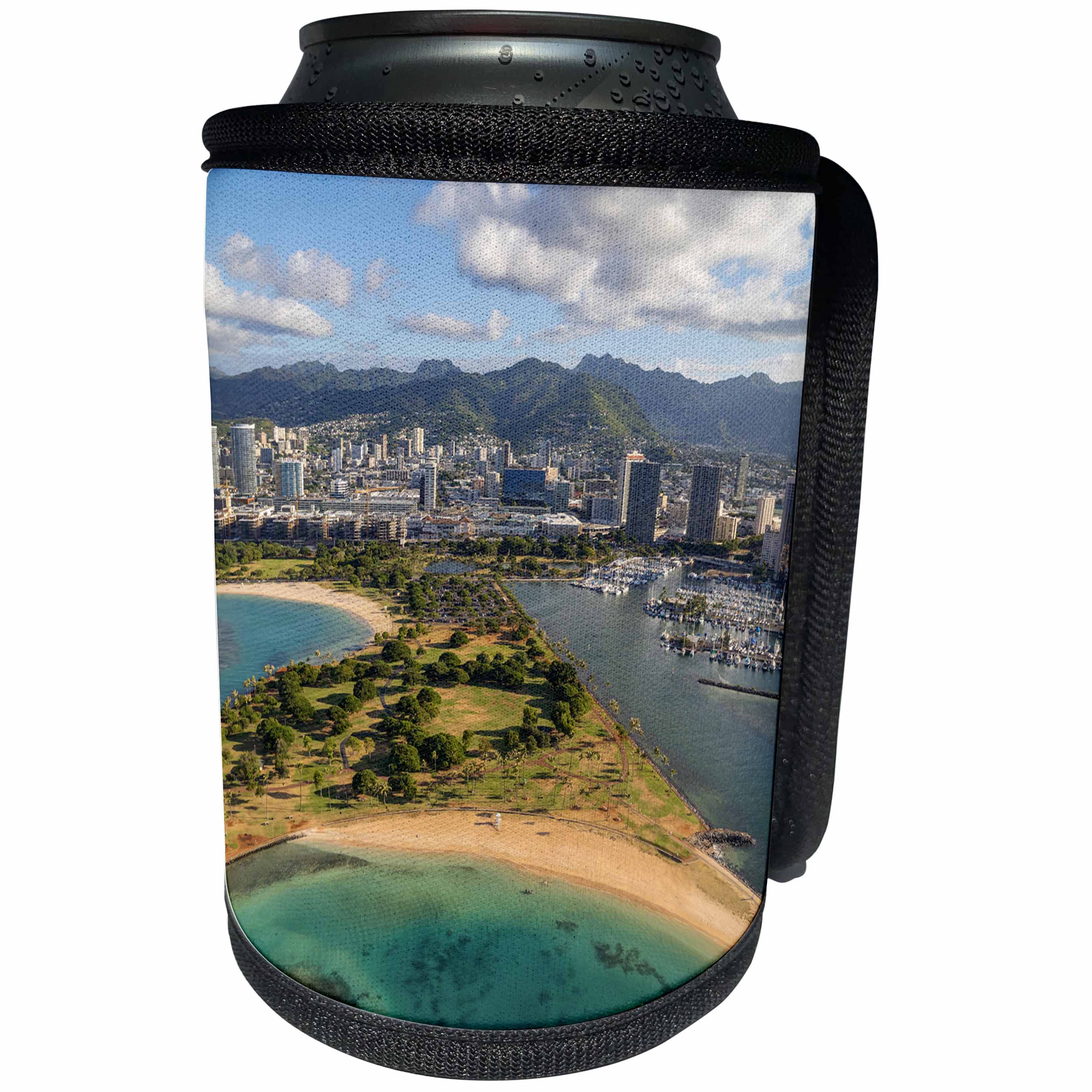 3dRose Danita Delimont - Cities - Magic Island, Ala Moana Beach Park, Oahu, Hawaii - Can Cooler Bottle Wrap (cc_278921)