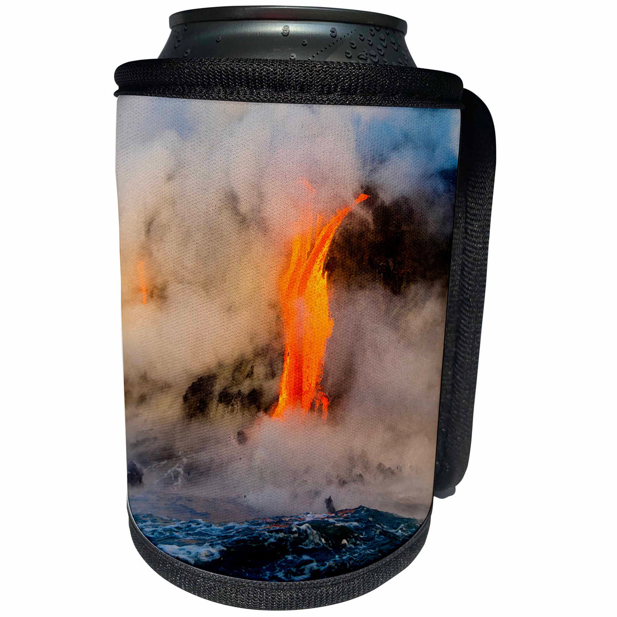 3dRose Danita Delimont - Volcanoes - Steam billows as lava pours into the ocean, Kilauea Volcano, Hawaii - Can Cooler Bottle Wrap (cc_278927)