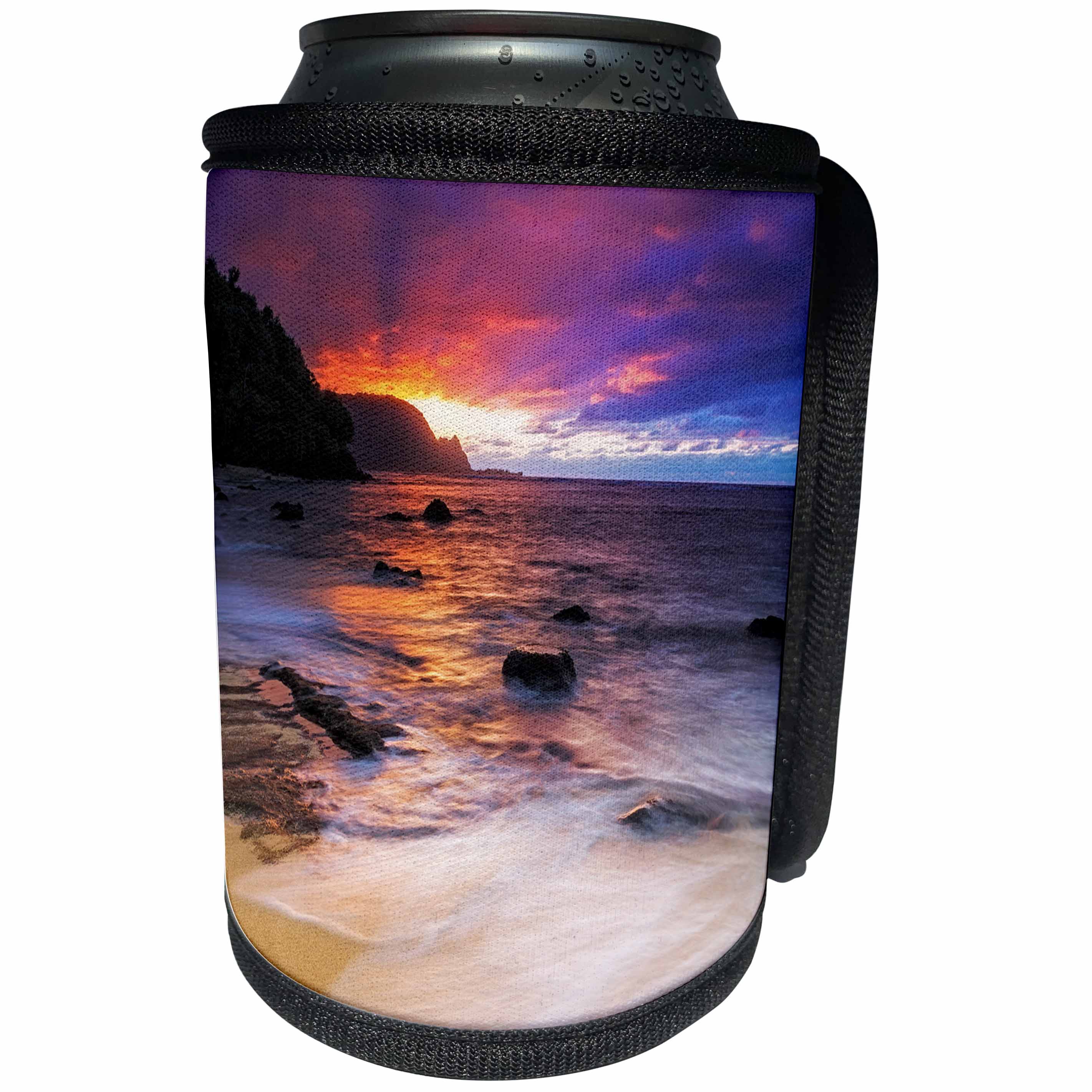 3dRose Danita Delimont - Sunsets - Sunset seen Hideaway Beach, Princeville, Kauai, Hawaii - Can Cooler Bottle Wrap (cc_278942)