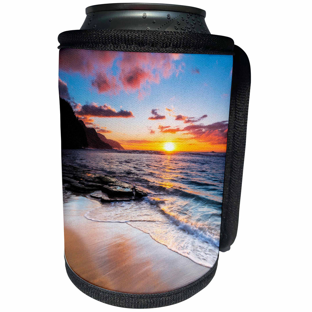 3dRose Danita Delimont - Sunsets - Sunset over the Na Pali Coast, Haena State Park, Kauai, Hawaii - Can Cooler Bottle Wrap (cc_278944)