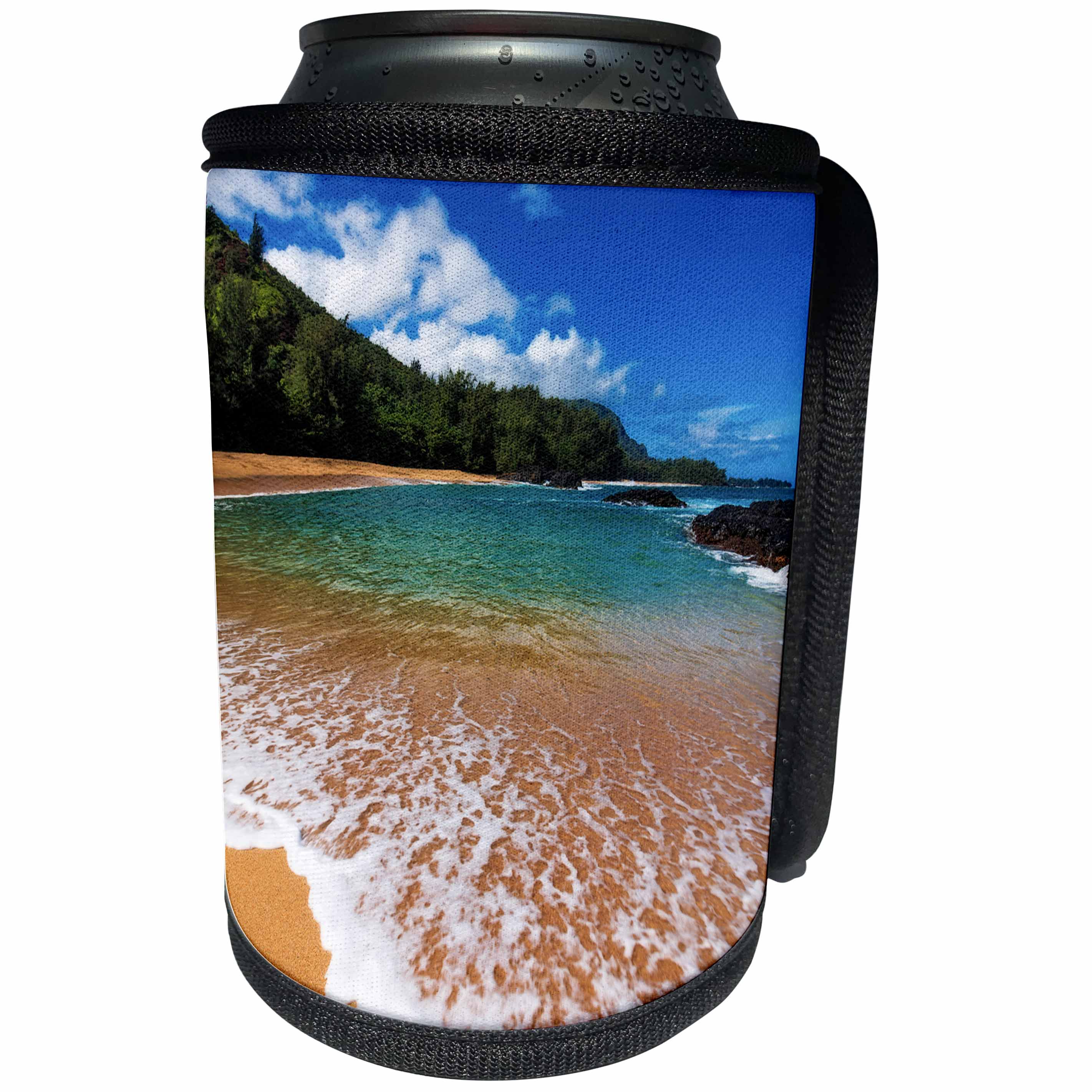 3dRose Danita Delimont - Beaches - Sand and surf at Lumahai Beach, Island of Kauai, Hawaii, USA - Can Cooler Bottle Wrap (cc_278945)