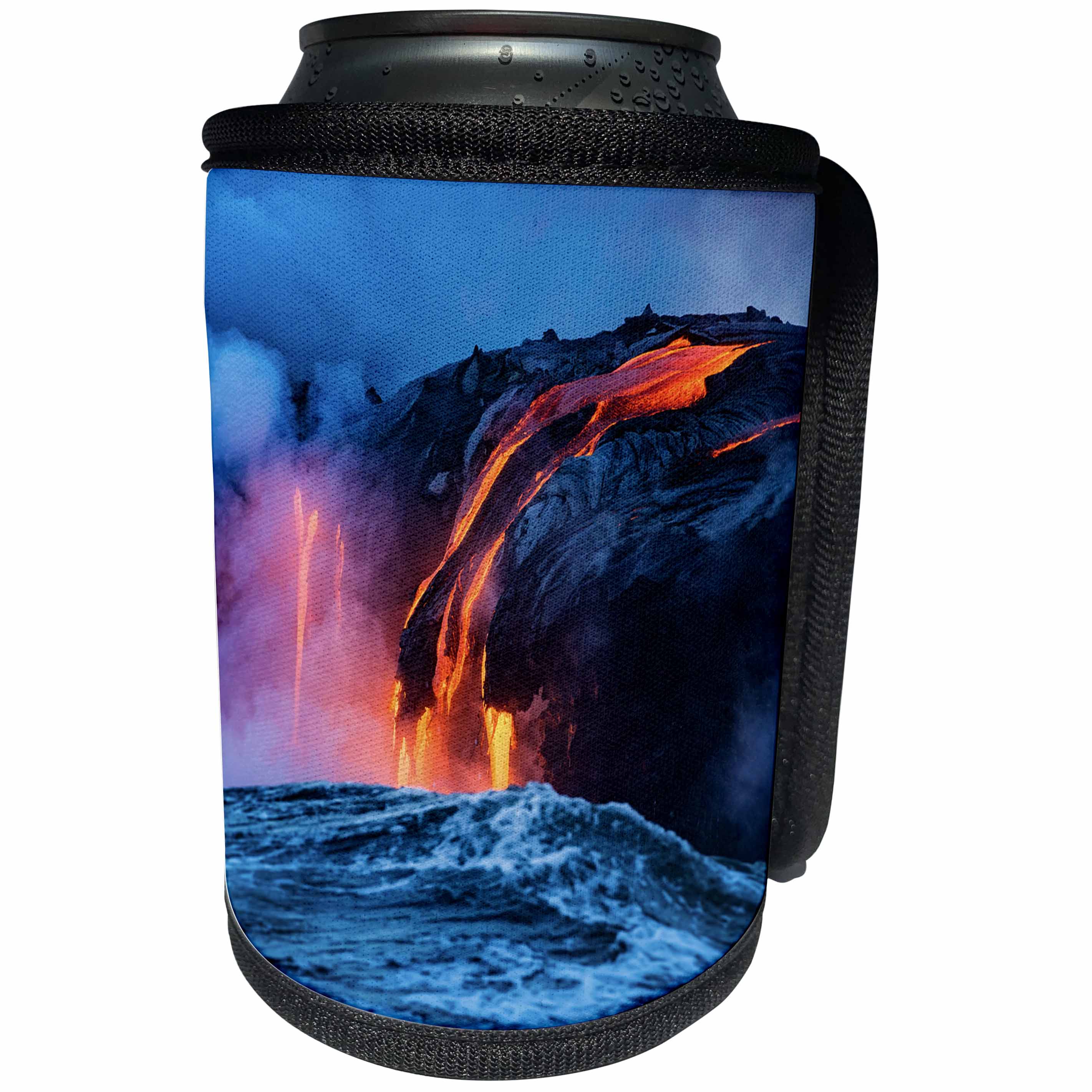 3dRose Danita Delimont - Volcanoes - Lava ntering the ocean, Hawaii Volcanoes NP, The Big Island, Hawaii - Can Cooler Bottle Wrap (cc_278952)