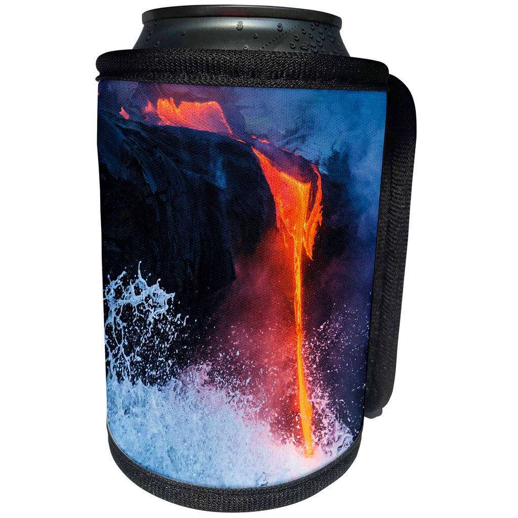 3dRose Danita Delimont - Volcanoes - Lava captured by waves, Hawaii Volcanoes NP, The Big Island, Hawaii - Can Cooler Bottle Wrap (cc_278954)