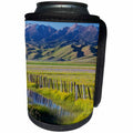 3dRose Danita Delimont - Mountains - Idaho, Fairfield, Camas Prairie, Creek and fence in the Camas Prairie - Can Cooler Bottle Wrap (cc_278970)